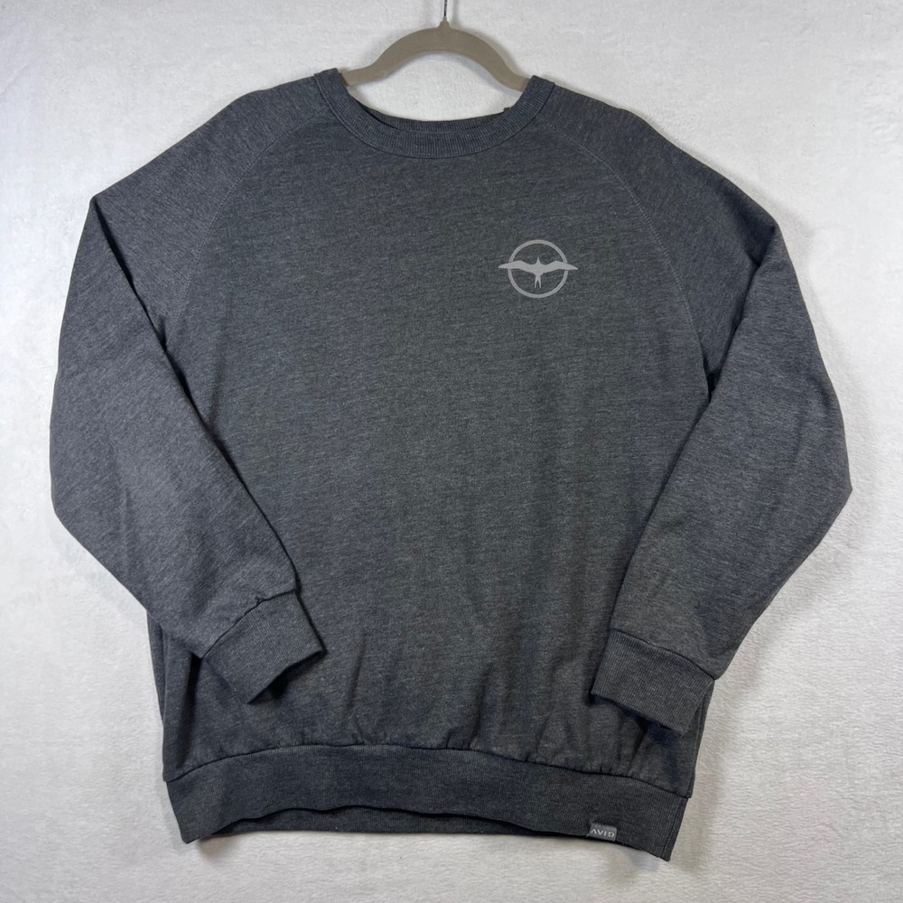 Avid Sportswear Mens Large Gray Raglan Crewneck Sweatshirt Frigate Bird Logo